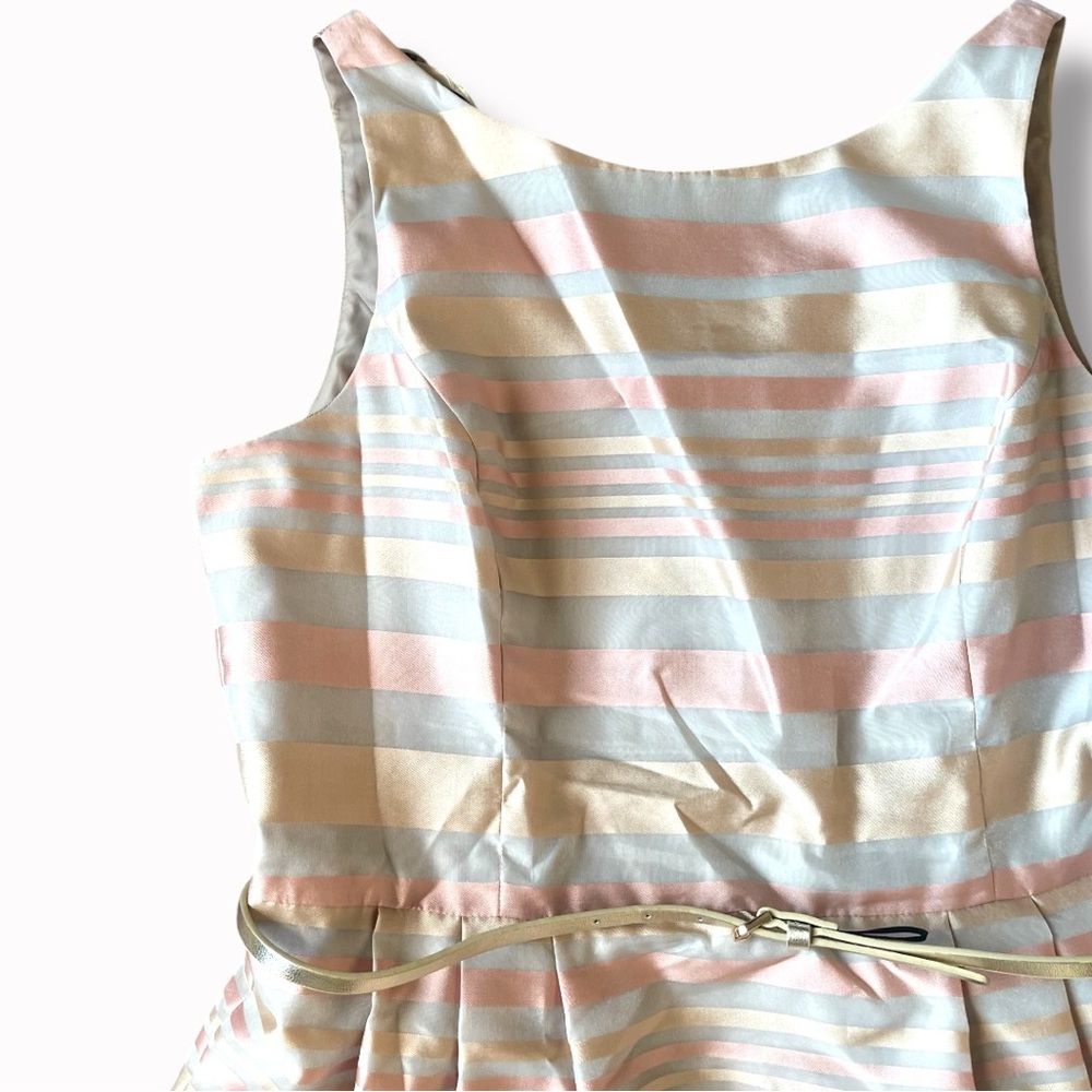 Jessica Howard Striped Sleeveless Dress with Belt - Picture 4 of 4